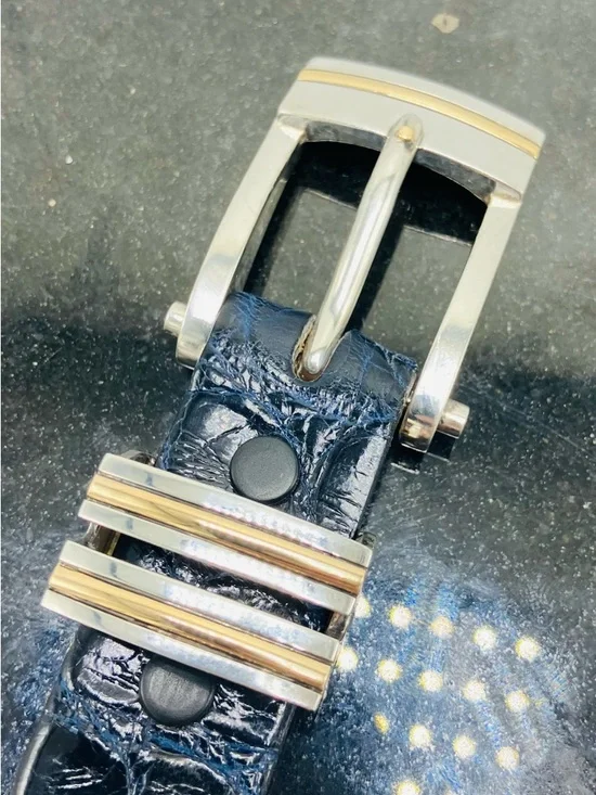 SADDLEBAGS Scottsdale, AZ 14K Gold & .925 Sterling Silver Buckle Alligator Belt - Picture 5 of 10